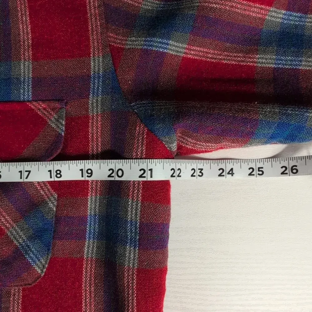 High Sierra Wool Plaid Shacket Men’s Med Red Blue Quilted Hunting Jacket Vintage - Picture 13 of 16